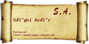 Sághi Azár névjegykártya